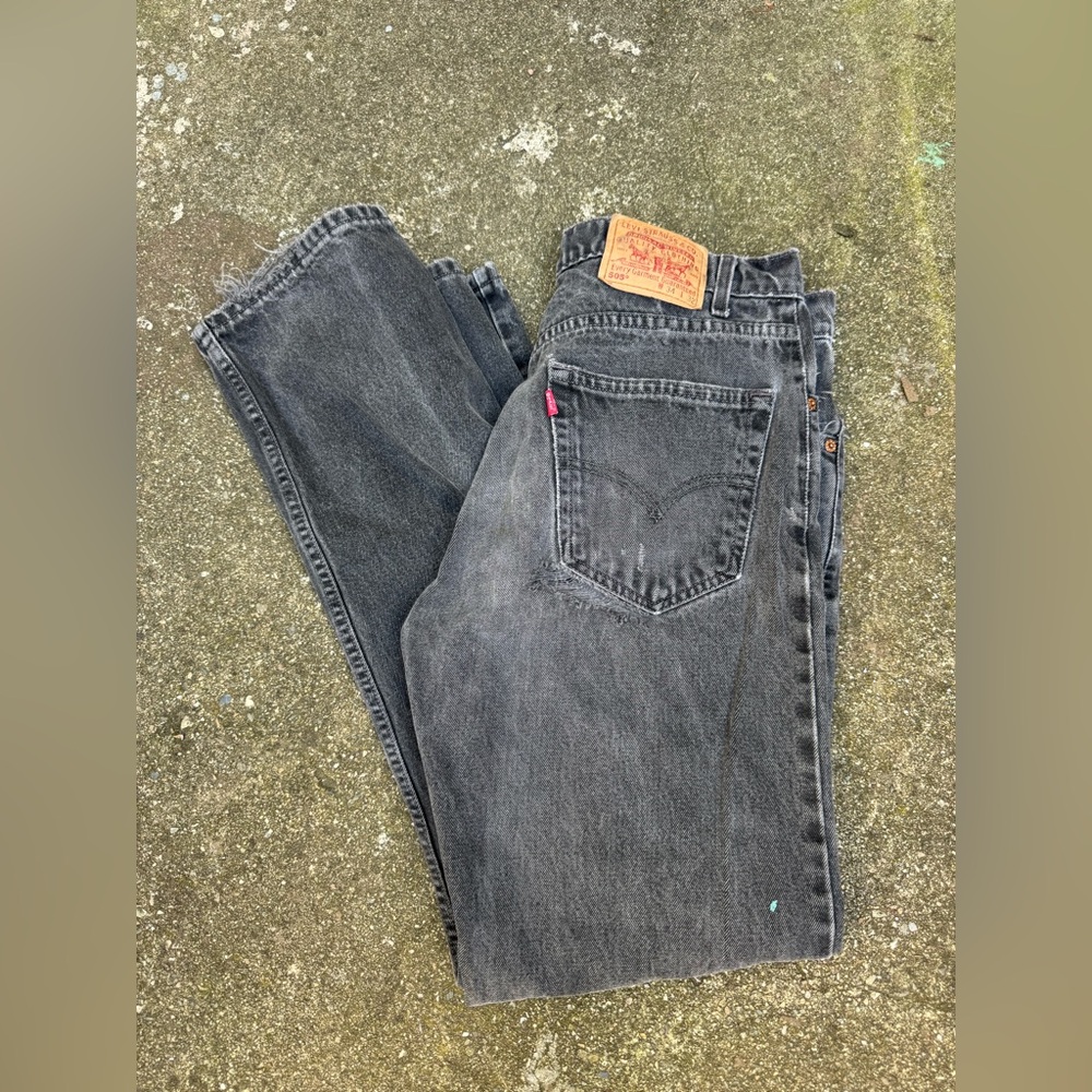 VINTAGE LEVI’S 505 BLACK FADED DISTRESSED DENIM JEANS MEN’S 34x32